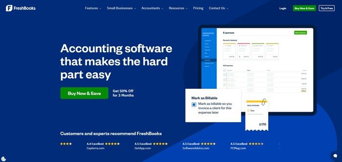 FreshBooks homepage